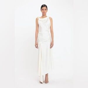 Victoria Beckham Posy Midi Dress in Ivory
